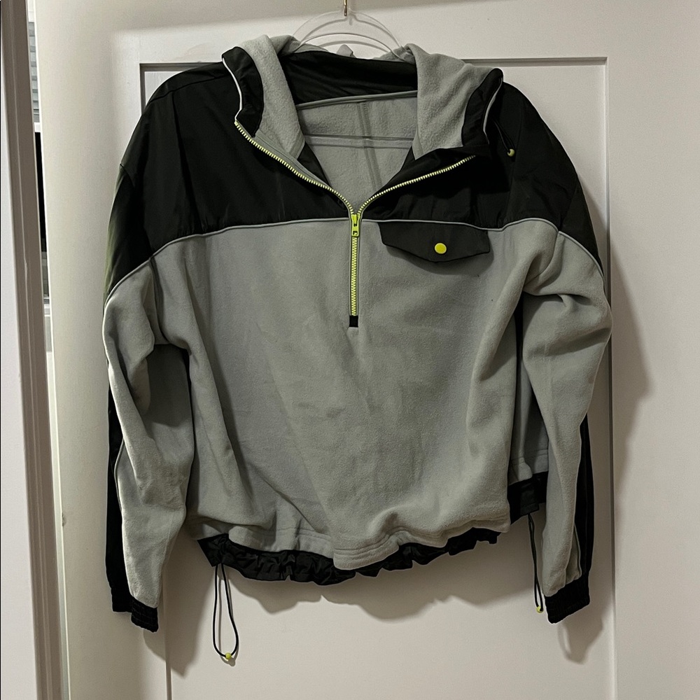 Dark Green and Light Green Hooded Jacket with Lime Accents